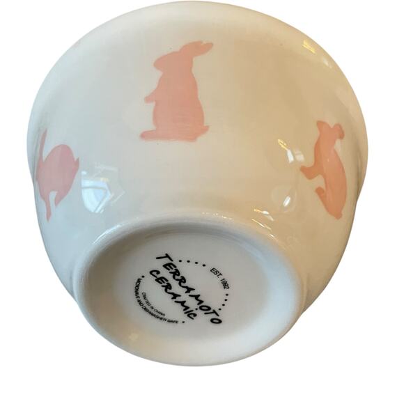TERRAMOTO CERAMIC Pink & White Bunny Tidbit Bowls Set of 2 Easter Decor New - Picture 9 of 15